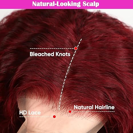 13x4 Lace Bob Water Wave Human Hair Headband 99J Density - view 2