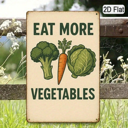 Retro Eat More Veggies Metal Tin Sign, 8x12 Inch 1PC 2D Flat Green Carrots Lettuce Vegetables Pattern Inspirational - view 3