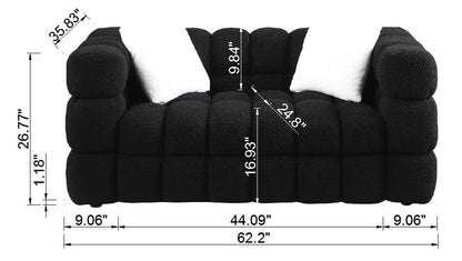 62.2length,35.83inch Deepth,human Body Structure For USA People, Marshmallow Sofa,boucle Sofa,BLACK Color, 2 Seater - view 6