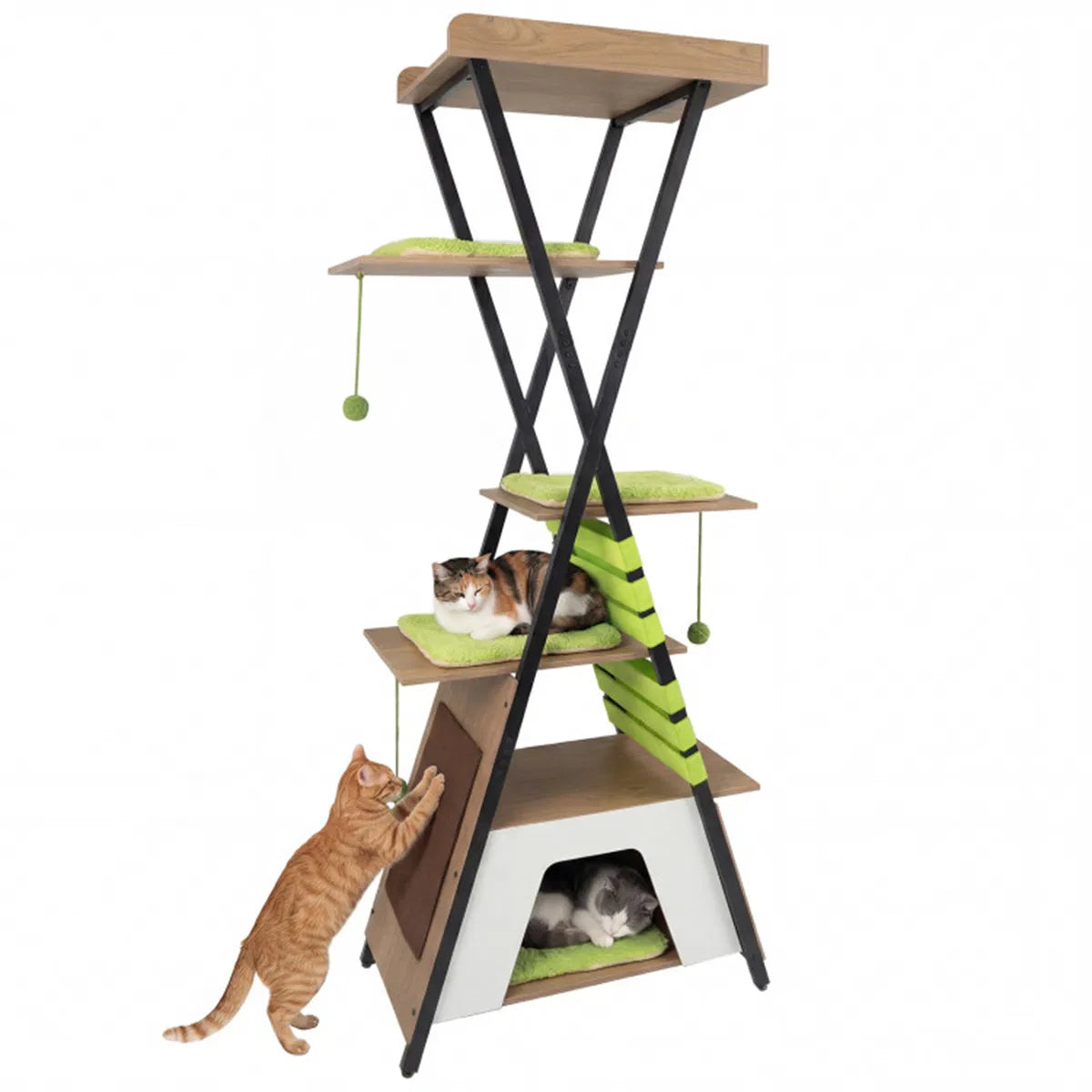 73" Multi-Level Cat Tree with Condo & Perch, Multi-Cat Climbing Tower with Scratching Pad & Interactive Toys - view 3