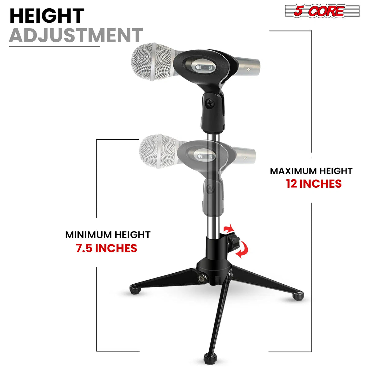 5 Core Desk Mic Stand Adjustable Desktop Microphone Stands Metal Tripod - view 2