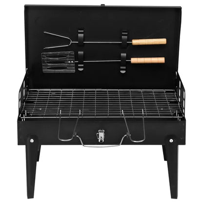 Barbecue Grill Outdoor Portable Charcoal Grill Collapsible Iron Square Charcoal Grill 17.32x10.63x8.66 Inch Black - view 7