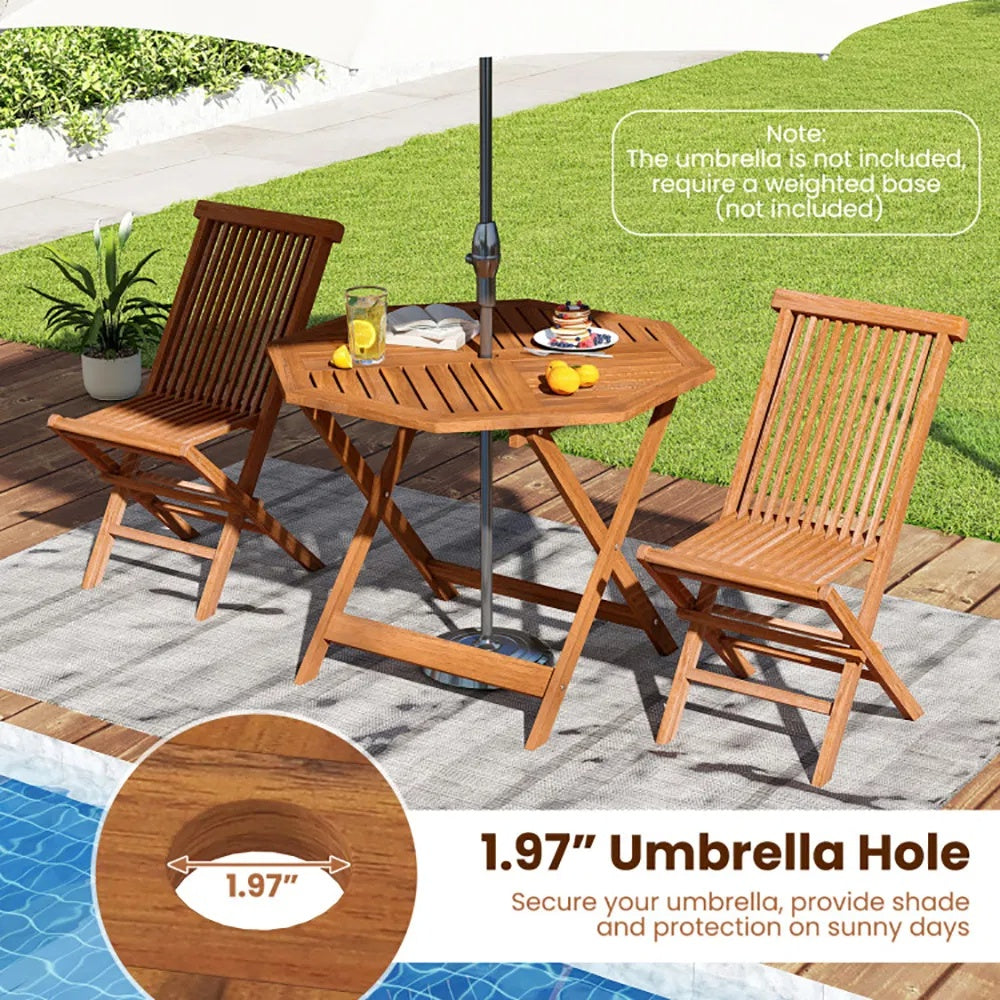 35.5 Inch Solid Wood Patio Dining Table Octagon Table With 1.97 Inch Umbrella Hole - view 6