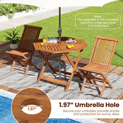 35.5 Inch Solid Wood Patio Dining Table Octagon Table With 1.97 Inch Umbrella Hole - view 6
