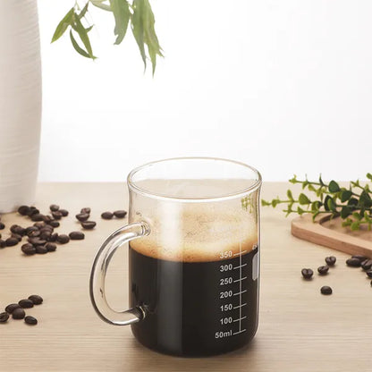 1 PCS Transparent Tape With High Borosilicate Glass Cup, Coffee Cup, Coffee Sharing Cup With Scale Identification - view 5