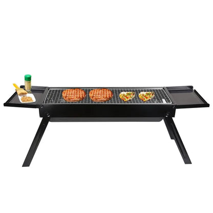 Folding Charcoal BBQ Grill Stainless Steel Grill With Shelf Net Easy Setup For Camping Picnic Outdoor Party Backyard - view 4