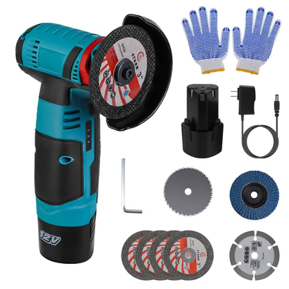 12V Cordless Mini Angle Grinder Hand Polishing Grinding Machine Cordless Cutter Grinding Tool With 7Pcs Disc 2Pcs