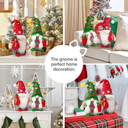 Set Of 2 Christmas Gnome Plush Decorations, Xmas Farmhouse Tiered Tray Tree Christmas Decor Doll Collectible Figurines - view 2