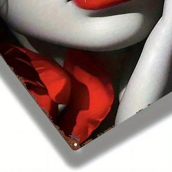 1pc Red Lips Rose Metal Sign 8x12 Inch, Vintage Printed Tin Plaque Iron Wall Art - view 5