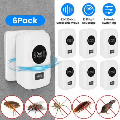 6-Pack Ultrasonic Insect Repellent - Dual Sound-Wave Tech