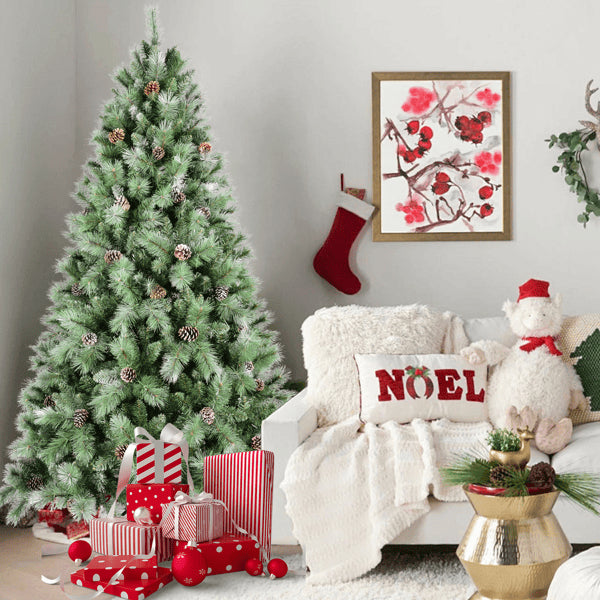 Artificial 5ft Green Christmas Tree With 694PVC Hard Needle Mixed Branch Tips, 200L Warm White Led, Pine Cone - view 5