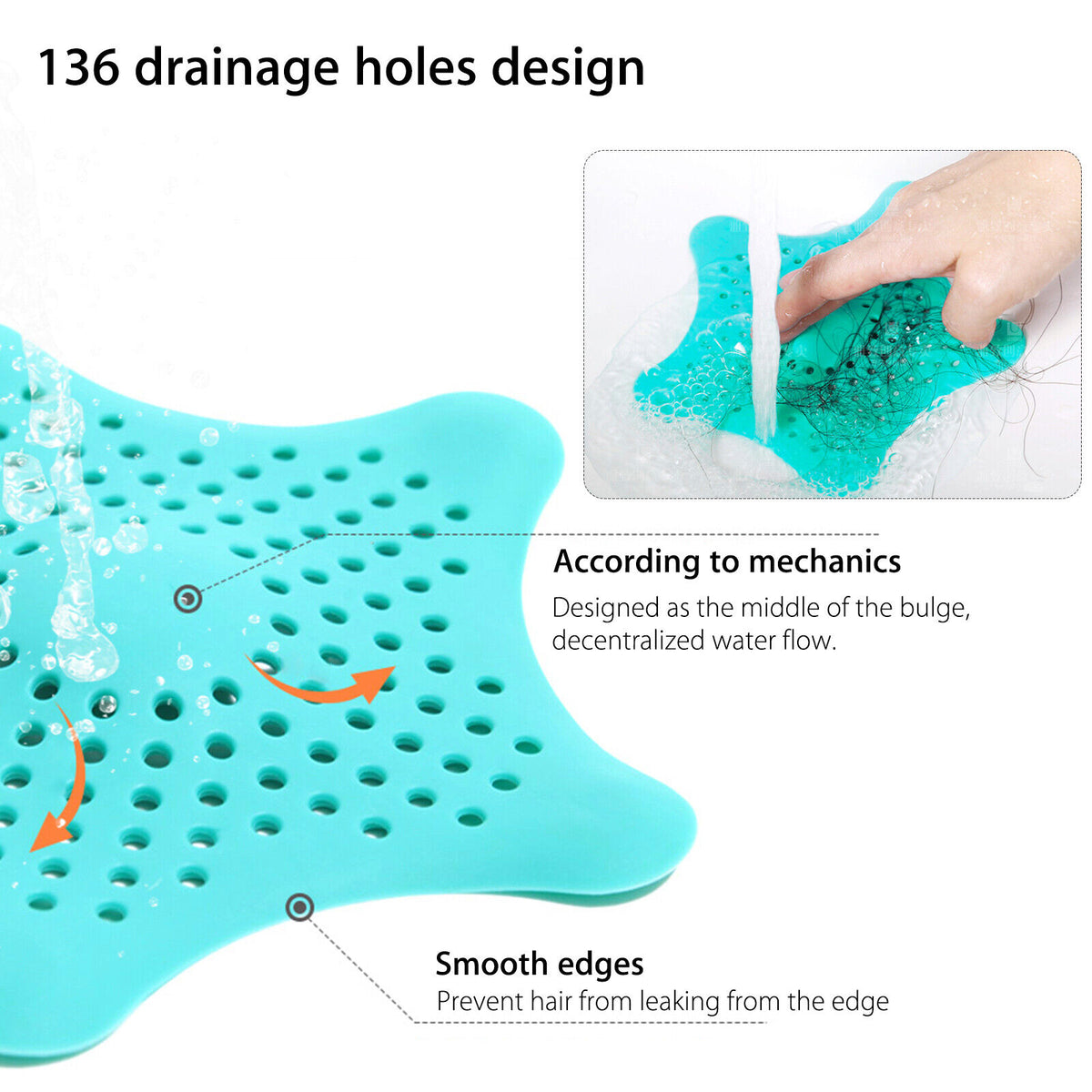 3PCS Silicone Starfish-shaped Sink Drain Filter Bathtub Hair Catcher Stopper Drain Hole Filter Strainer For Bathroom - view 9