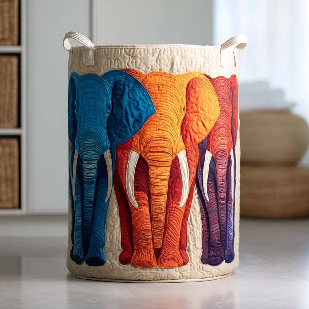 Quilted Embroidery Laundry Basket Storage Box Laundry Hamper - view 7