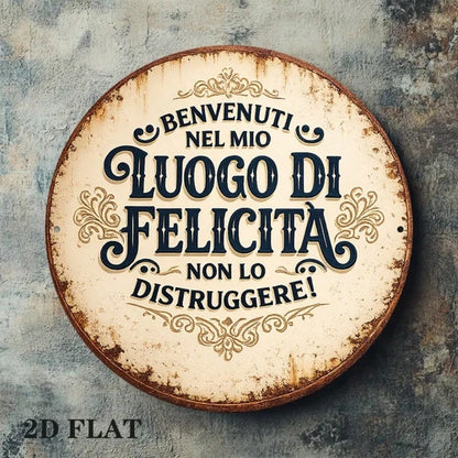 1pc 8x8in Vintage Round Sign Welcome To, Sign Welcome, To My Happy Place Do Not Disturb Plaque - view 4