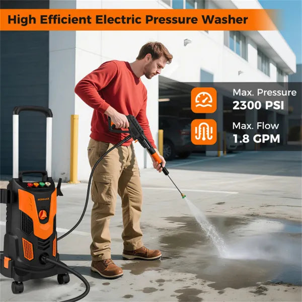 Orange Black 2300 PSI Electric Pressure Washer With 4 Quick-Connect Nozzles & Soap Bottle - view 2