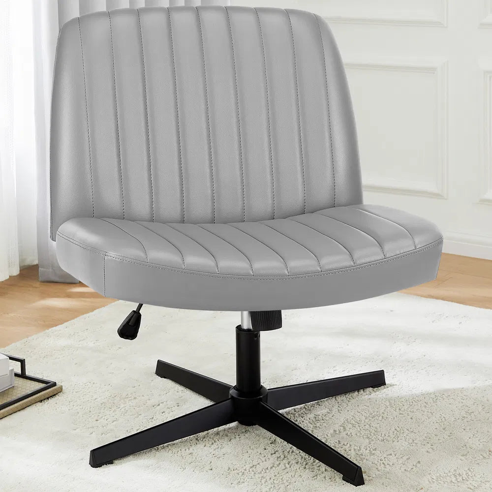 Cross Legged Office Living Room Rocking Gaming Chair Armless Wide Desk Adjustable Swivel Fabric Task Vanity Home Office - view 6