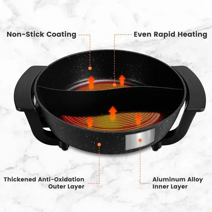 6L Large Capacity Electric Hot Pot With Divider, 5 Gear Adjustable Temperature Non-Stick Electric Cooker - view 5