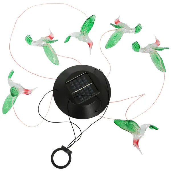 LED Solar Hummingbird Wind Chime Solar String Lights 6 LEDs Color - view 2