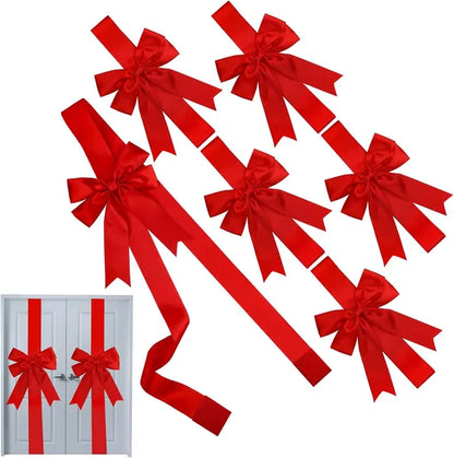 6 Pieces Christmas Door Cabinet Bows Large Christmas Red Ribbons Cabinet Door Bows For Christmas Festive Party Supplies - view 5
