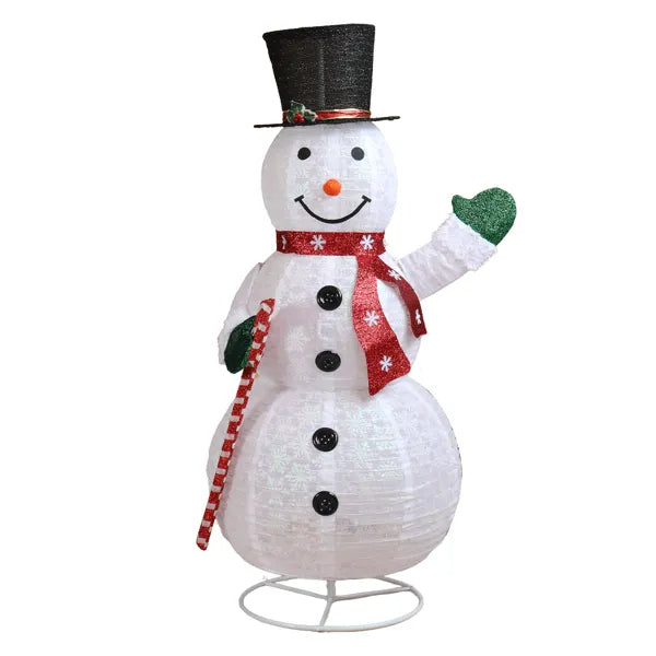 5.7FT Lighted Snowman Holding Candy Cane Christmas Yard Decorations, Pre-lit Pull Up Snowman With 210 White LEDs - view 2