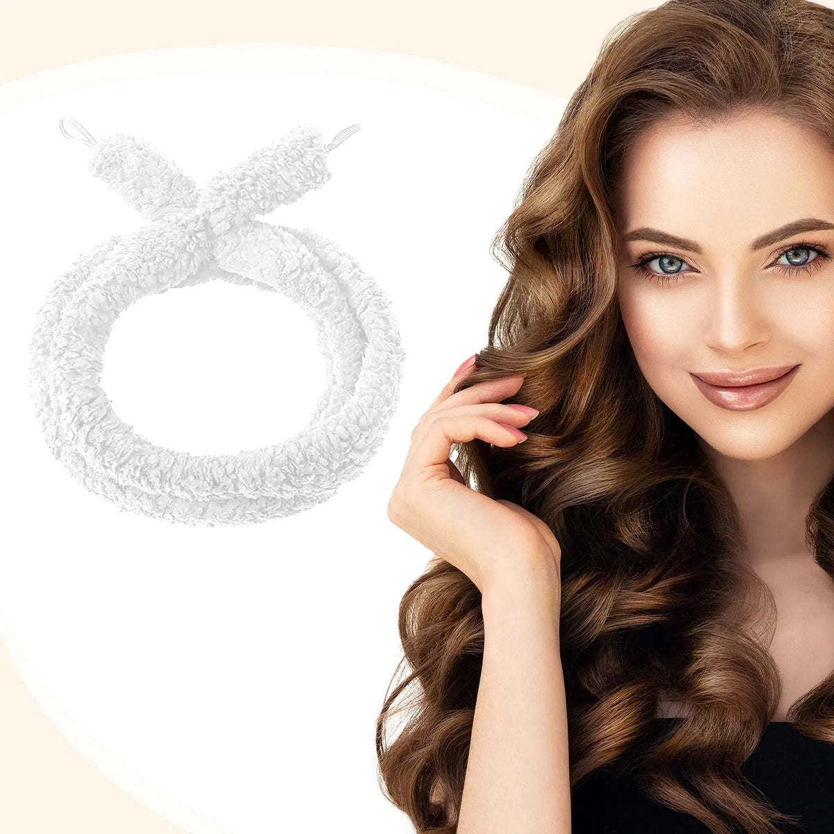 Satin Heatless Hair Curler, Lazy Natural Soft Wave DIY Heatless Curls For Sleep In Overnight, For All Hair Types - White - view 5