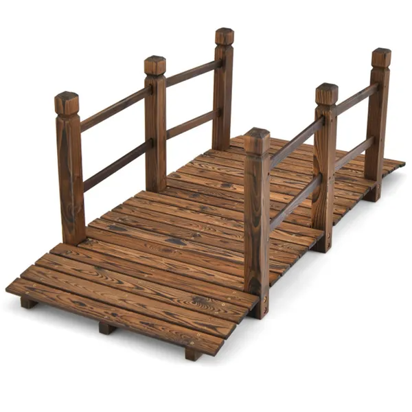 5 Feet Wooden Garden Bridge Wood Construction, Easy Assembly With Hardware - view 5