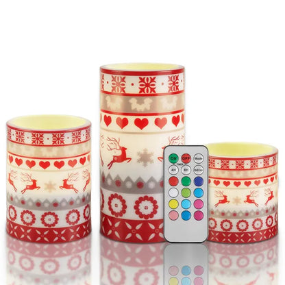 3Pcs Quantity Options Christmas Flameless LED Candles Deer Flickering Candle Lights Pillar Candles With 3 Lighting - view 7