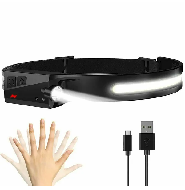 COB LED Headlamp USB Rechargeable Headlight Torch Work Light Bar Head Band Lamp - view 4