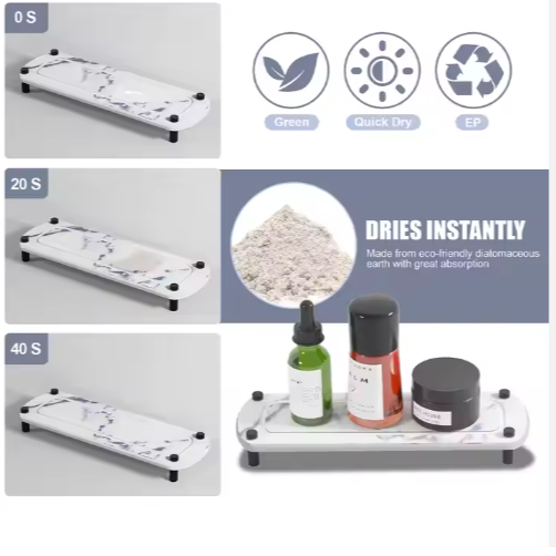 Diatomaceous Earth Sink Tray Stone Home Sink Caddy Kitchen Bathroom Instant Dry Sink Organizer - view 3