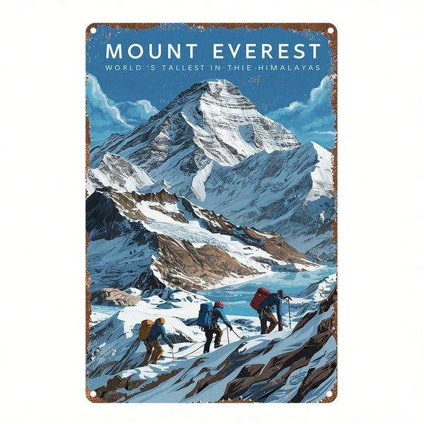 Vintage Mount Everest Metal Wall Art 8x12 Inch Retro Himalayan Trekking Map Poster With Climbers Durable Iron Sign - view 4