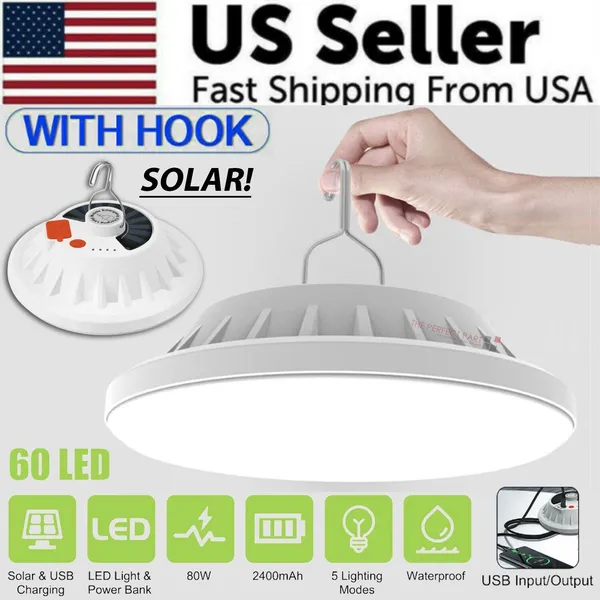Rechargeable 60 LED Outdoor Camping Tent Light USB & Solar Lantern Hiking Lamp - view 3