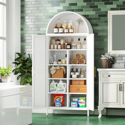 Tall Kitchen Pantry Cabinet, Arched Storage Cabinet With Doors And Adjustable Shelves - view 9