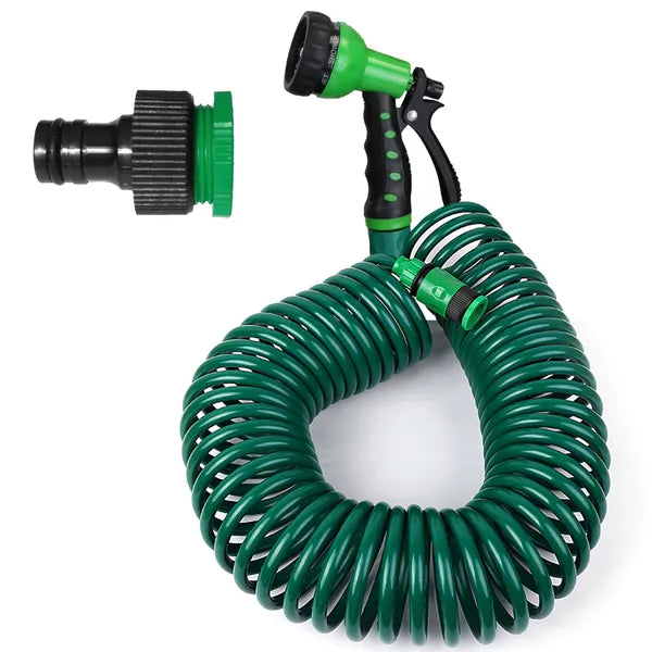 EVA Recoil Garden Hose Flexible Self-coiling Water Hose With 3/4' And 1/2' Adapter With 7 Spraying Modes For Boat