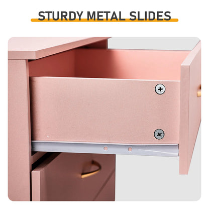 25.98"*12.99"*30.42" 4-Drawer Cabinet Faux Rose Gold Handles Pink - view 8