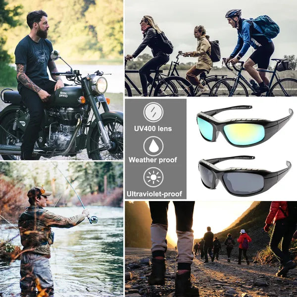 2 Pairs Motorcycle Padded Foam Wind Resistant Riding Glasses Sunglasses - view 6