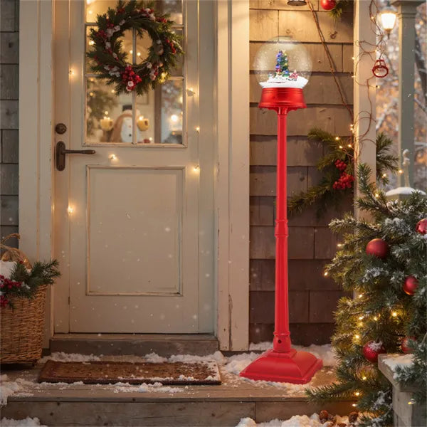 5 Ft Christmas Streetlamp Decor: 360° Rotating Santa/Snowman/Tree, 15 Colorful LEDs, 8 Tunes, 2 Modes (Stand/Tabletop) - view 2