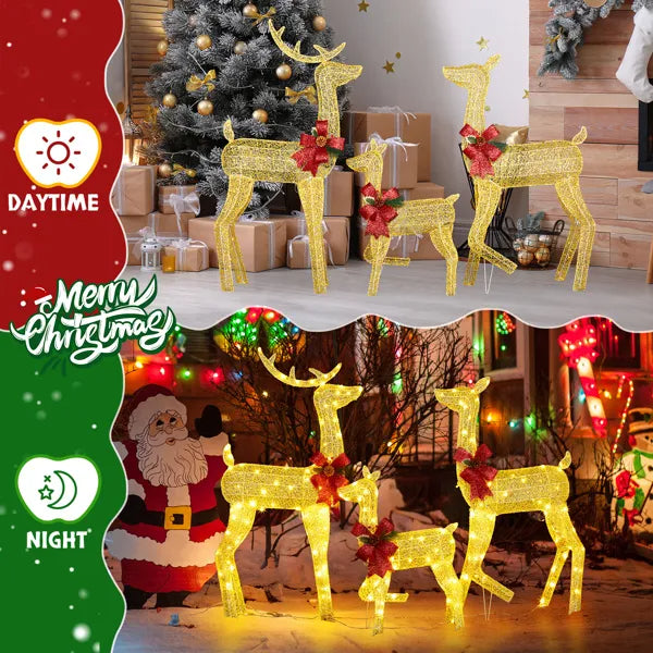 3-Piece Lighted Christmas Reindeer Family Set Outdoor Decorations, Weather Proof 2D Deer Family Set Of 3 Christmas - view 9