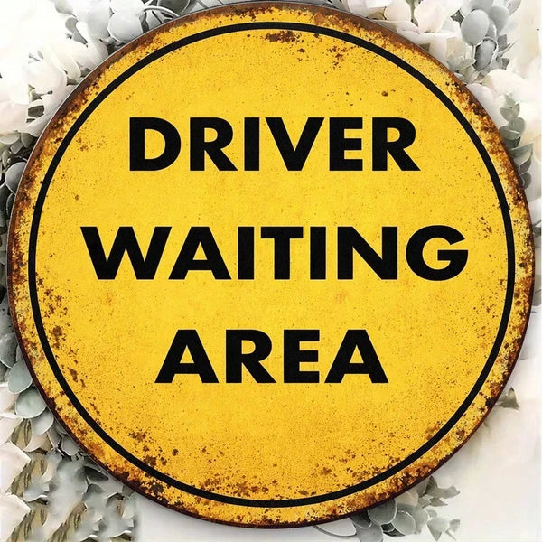 1pc Vintage Driver Waiting Area Sign 8x8in, Driver Waiting Area, Area Sign 8x8in 2D Flat Round Decorative Plaque - view 2