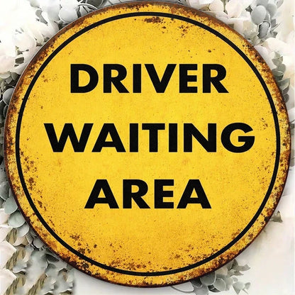 1pc Vintage Driver Waiting Area Sign 8x8in, Driver Waiting Area, Area Sign 8x8in 2D Flat Round Decorative Plaque - view 2