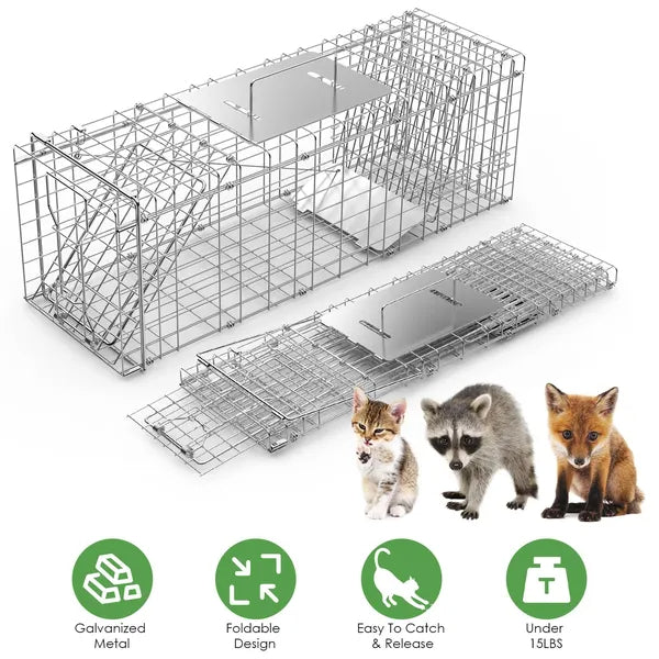 31x12x11' Heavy Duty Folding Live Animal Trap Cage Cover And Gloves Available