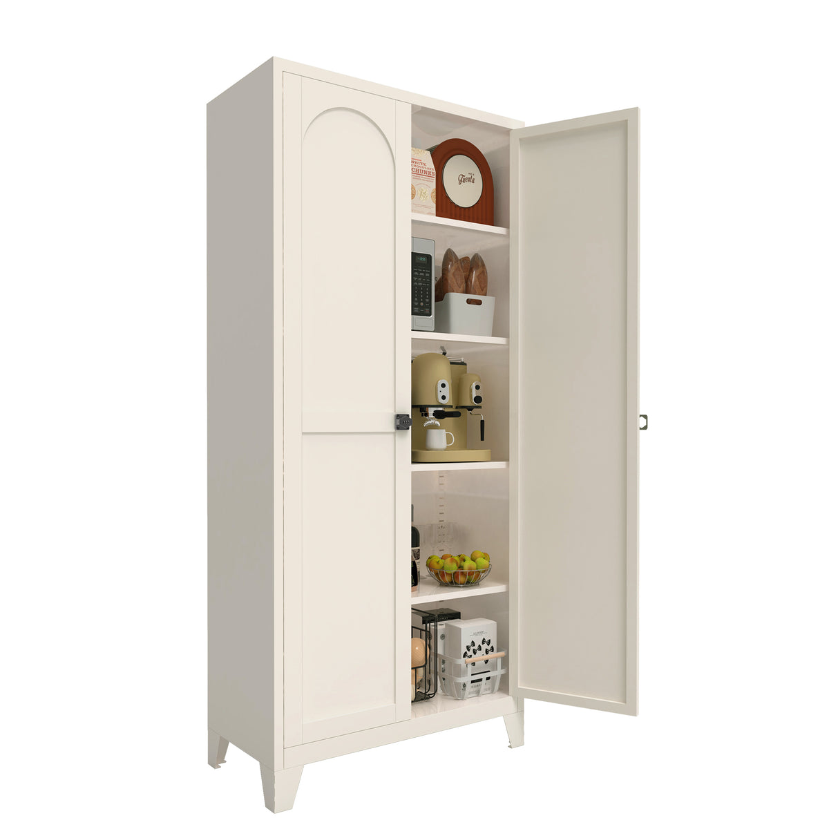 71'' 2 Shapely Door Cabinet With Lock, Metal Storage Cabinet With Doors And Adjustable Shelves, For Kitchen, Bedroom - view 4