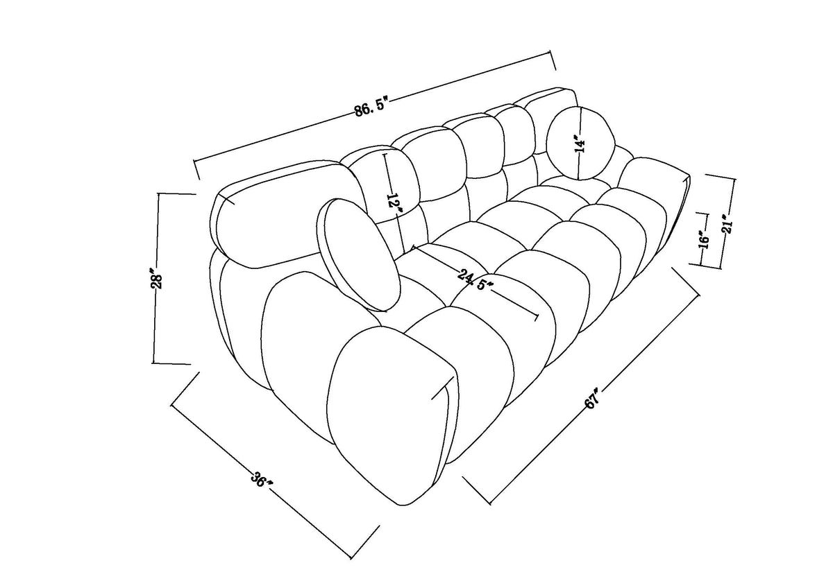 87.4 Length,35.83inch Deepth,human Body Structure For USA People, Marshmallow Sofa,boucle Sofa,3 Seater - view 2