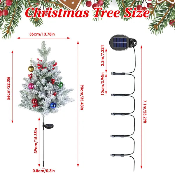 2Pcs Solar Powered Lighted Christmas Tree Urn Filler With Light Artificial Xmas Trees Light With Berries Decor Balls - view 3