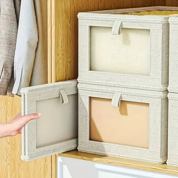 Foldable Clothes Storage Box With Viewing Window - Heavy-Duty Organizer Box, Stackable Closet Organizer For Wardrobe - view 2