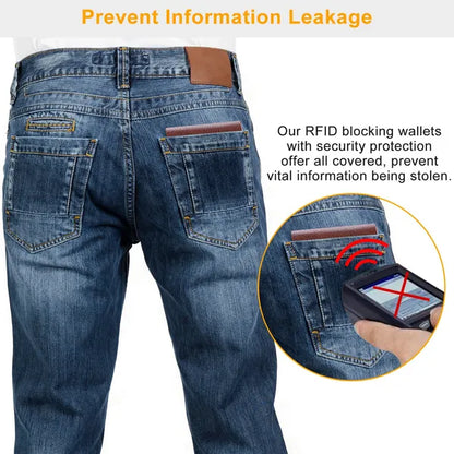 Men's Wallet PU Leather Bifold Purse Slim RFID Blocking Card Holder Cases W / 2 ID Window Coin Pocket - view 3