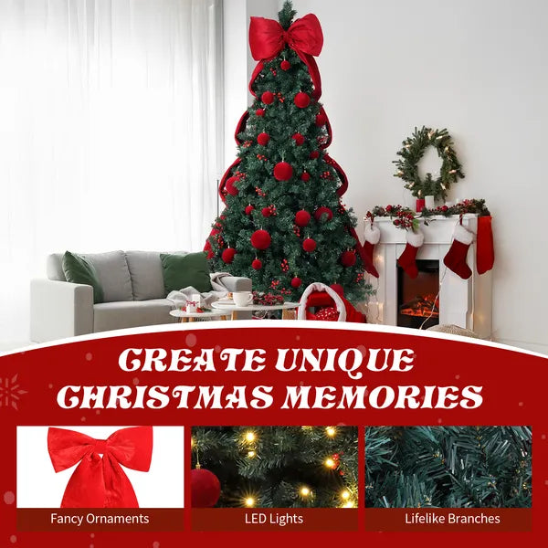 7.5 FT Artificial Christmas Tree With DIY 300 Warm White LED Lights - view 3