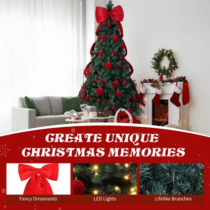 7.5 FT Artificial Christmas Tree With DIY 300 Warm White LED Lights - view 3