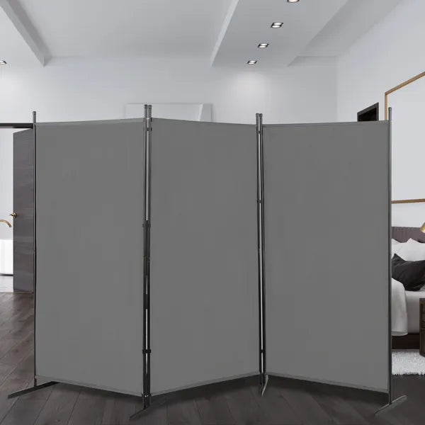 6FT Trifold 160g Polyester Cloth Plastic Foot Carbon Steel Frame Foldable Screen Gray - view 3