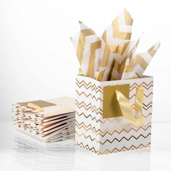 12 Pcs Small Gift Bags Mini Metallic Paper Bag Bulk Tiny With Handle Tissue Paper For Wrap Christmas Thanksgiving - view 4