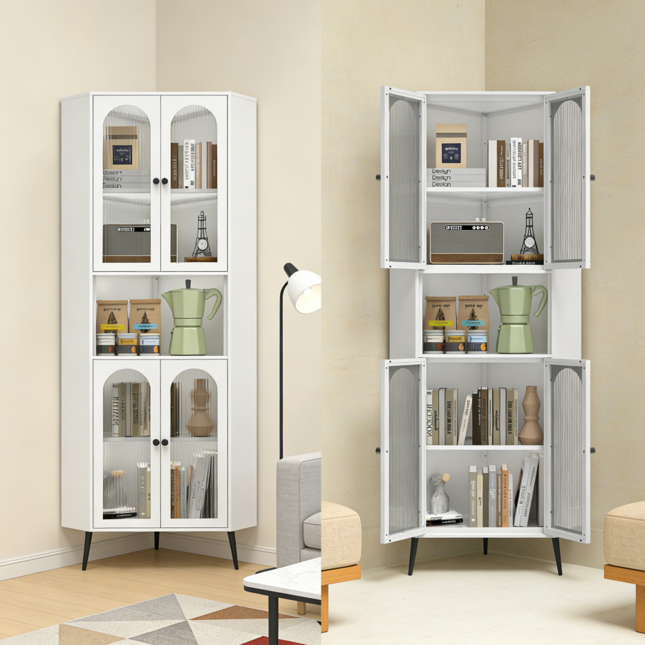 73inch Corner Cabinet, Metal Storage Cabinet With Doors And Adjustable Shelves - view 2